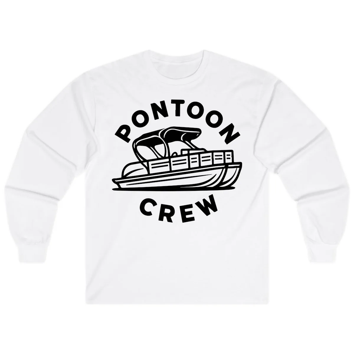 Pontoon Crew Boat Life Design Long Sleeve in White