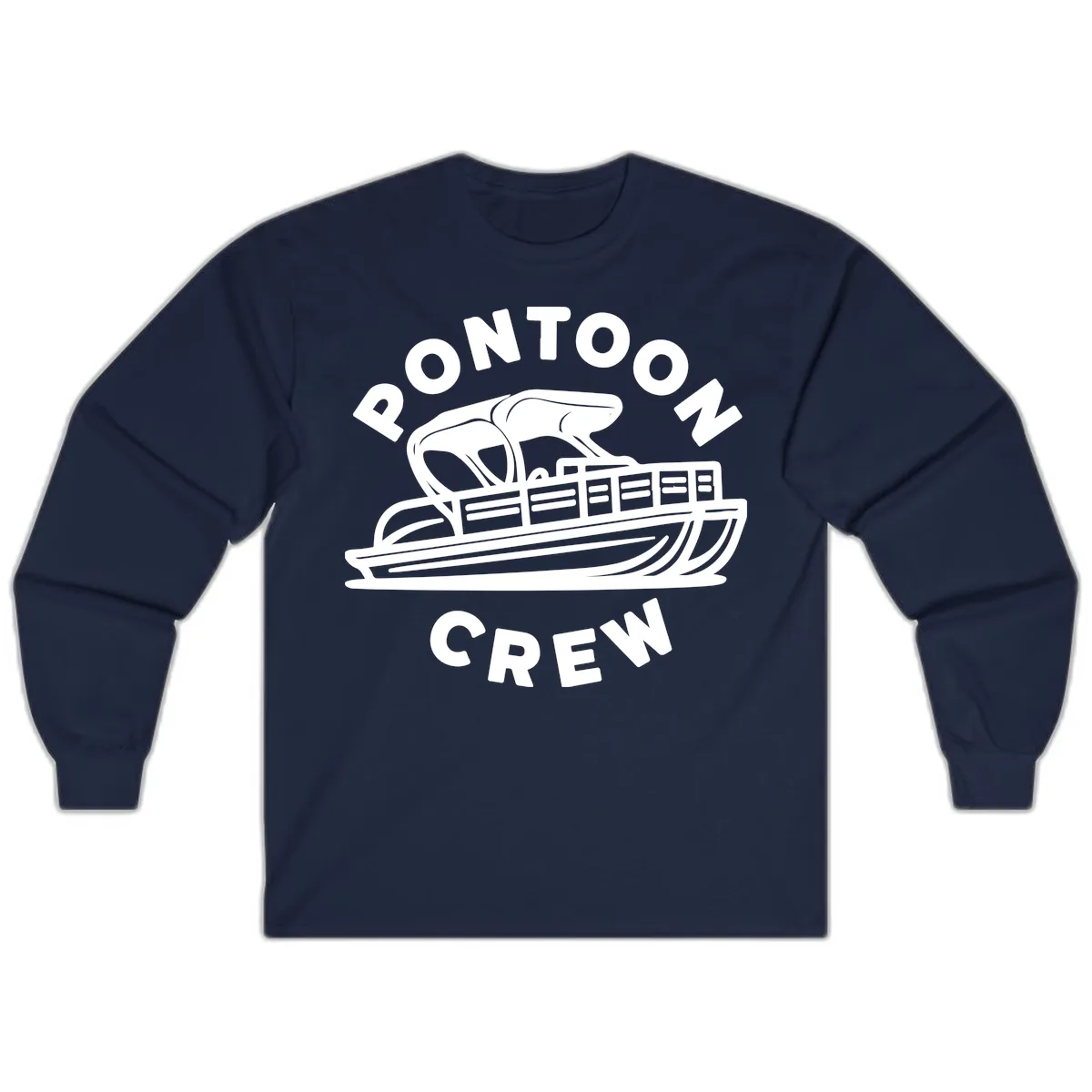 Pontoon Crew Boat Life Design Long Sleeve in Navy