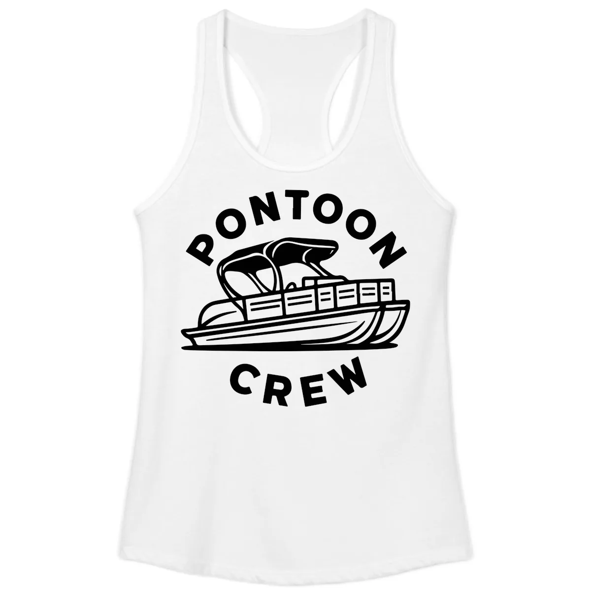 Pontoon Crew Boat Life Design Ladies Tank in White