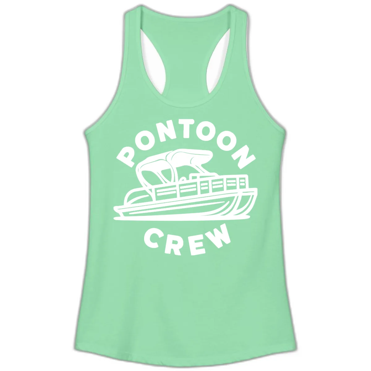 Pontoon Crew Boat Life Design Ladies Tank in Solid Mint