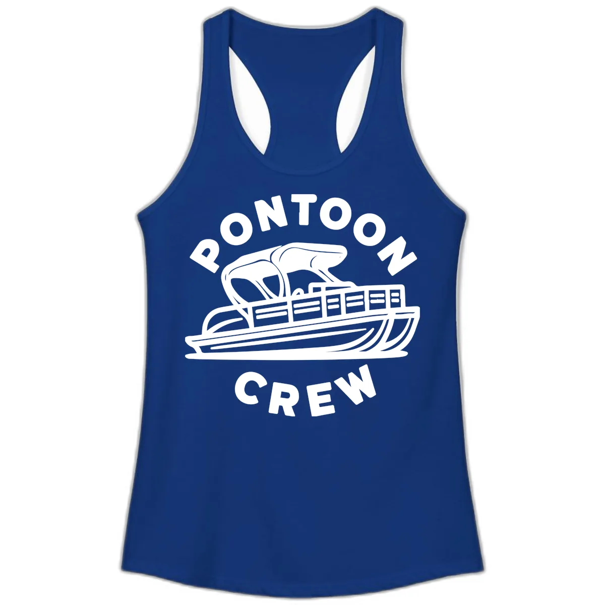 Pontoon Crew Boat Life Design Ladies Tank in Solid Royal