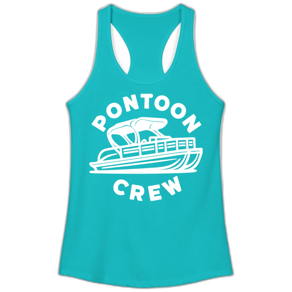 Pontoon Crew Boat Life Design Ladies Tank in Tahiti Blue