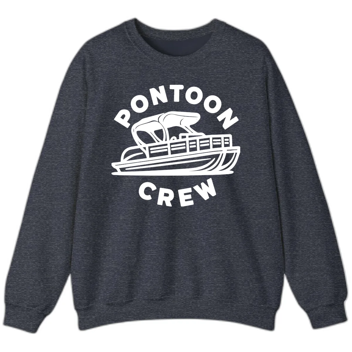 Pontoon Crew Boat Life Design Sweatshirt in Heather Sport Dark Navy