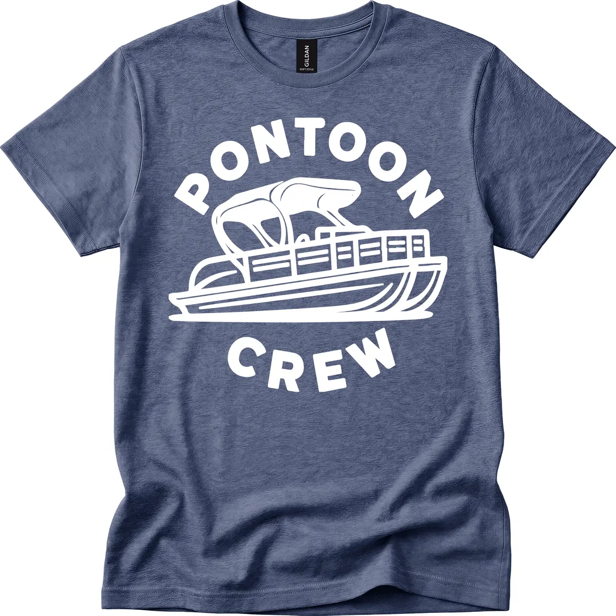 Pontoon Crew Boat Life Design T-Shirt in Heather Navy