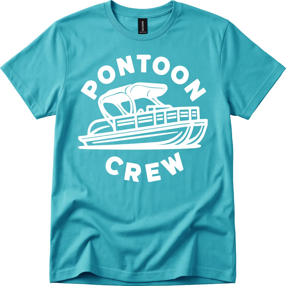 Pontoon Crew Boat Life Design T-Shirt in Tropical Blue