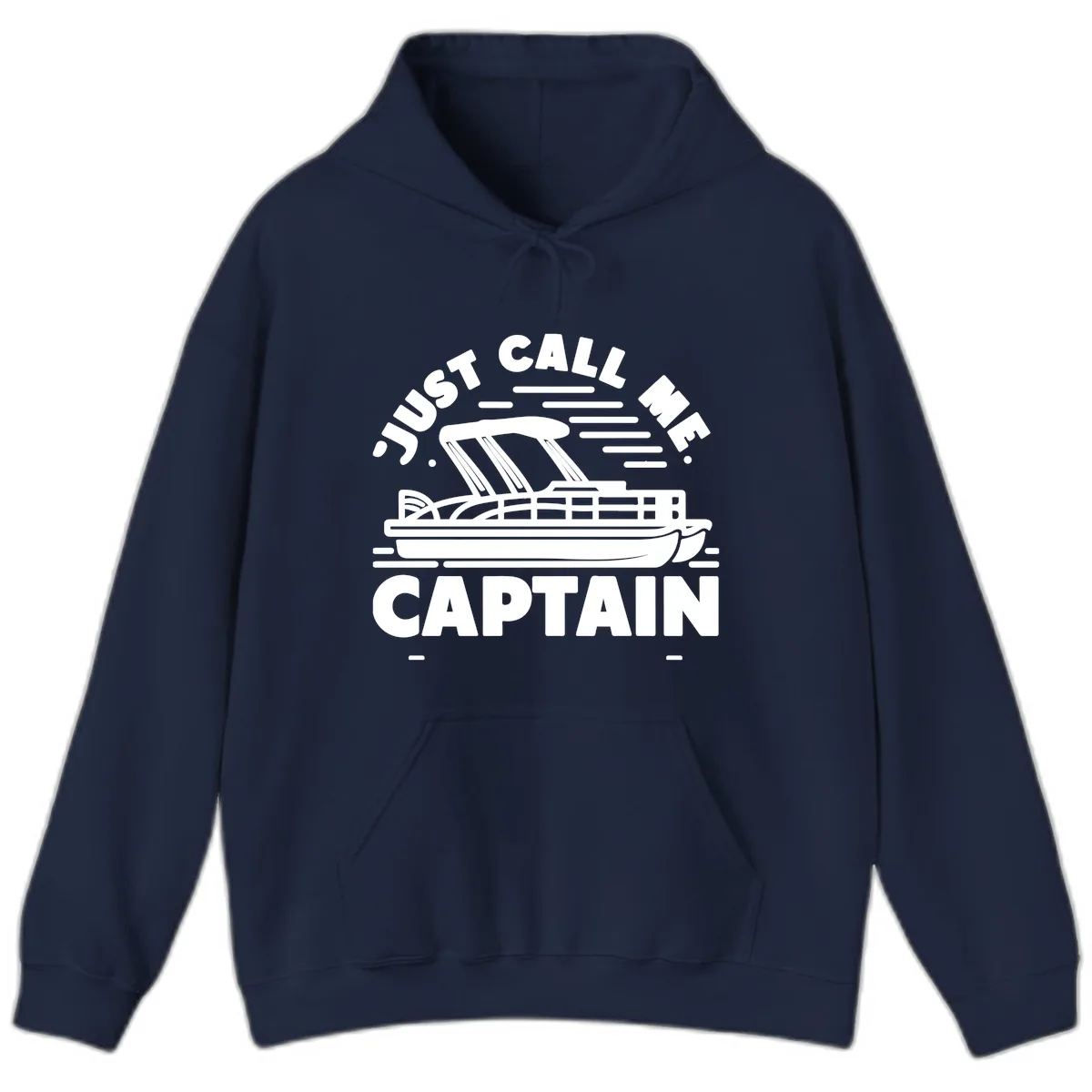 Just Call Me Captain Pontoon Boat Design Hoodie in Navy
