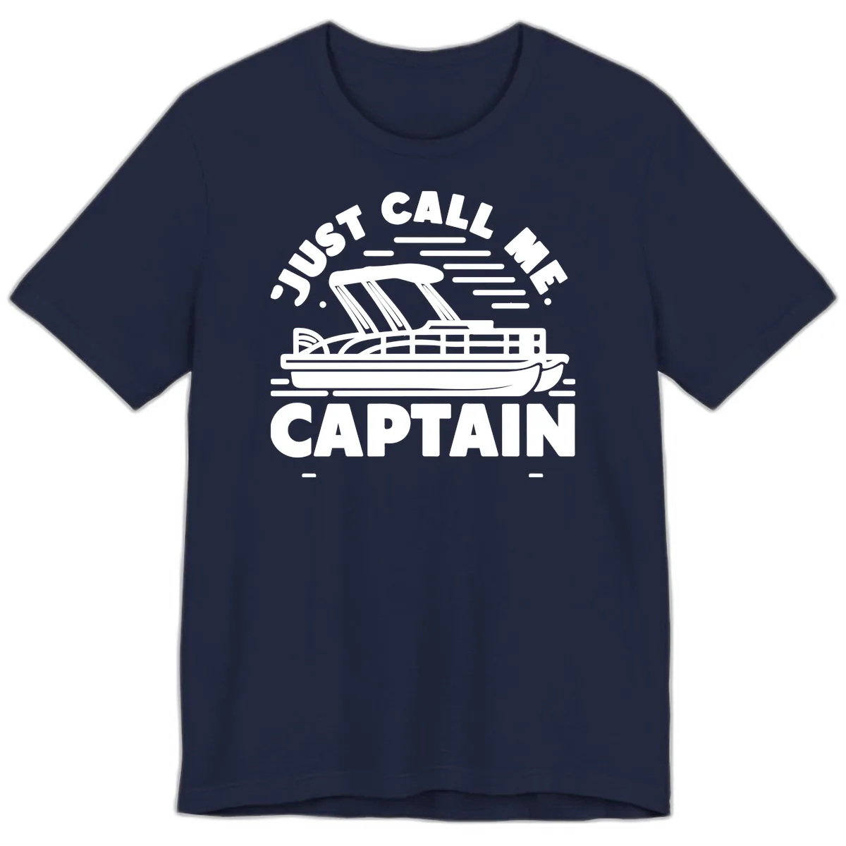 Just Call Me Captain Pontoon Boat Design Premium T-Shirt in Navy