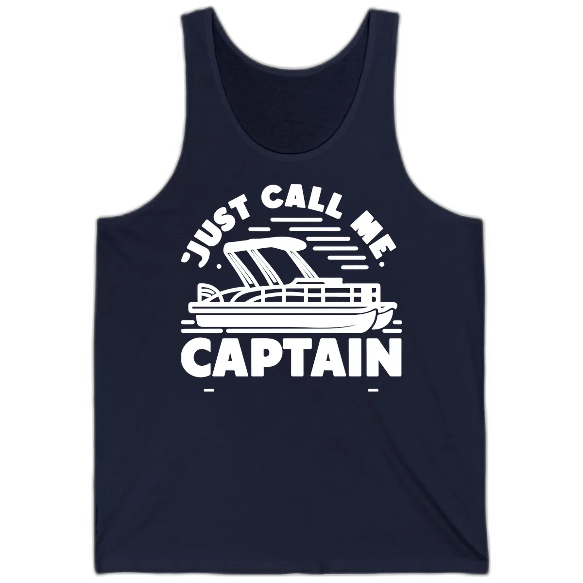 Just Call Me Captain Pontoon Boat Design Tank in Navy