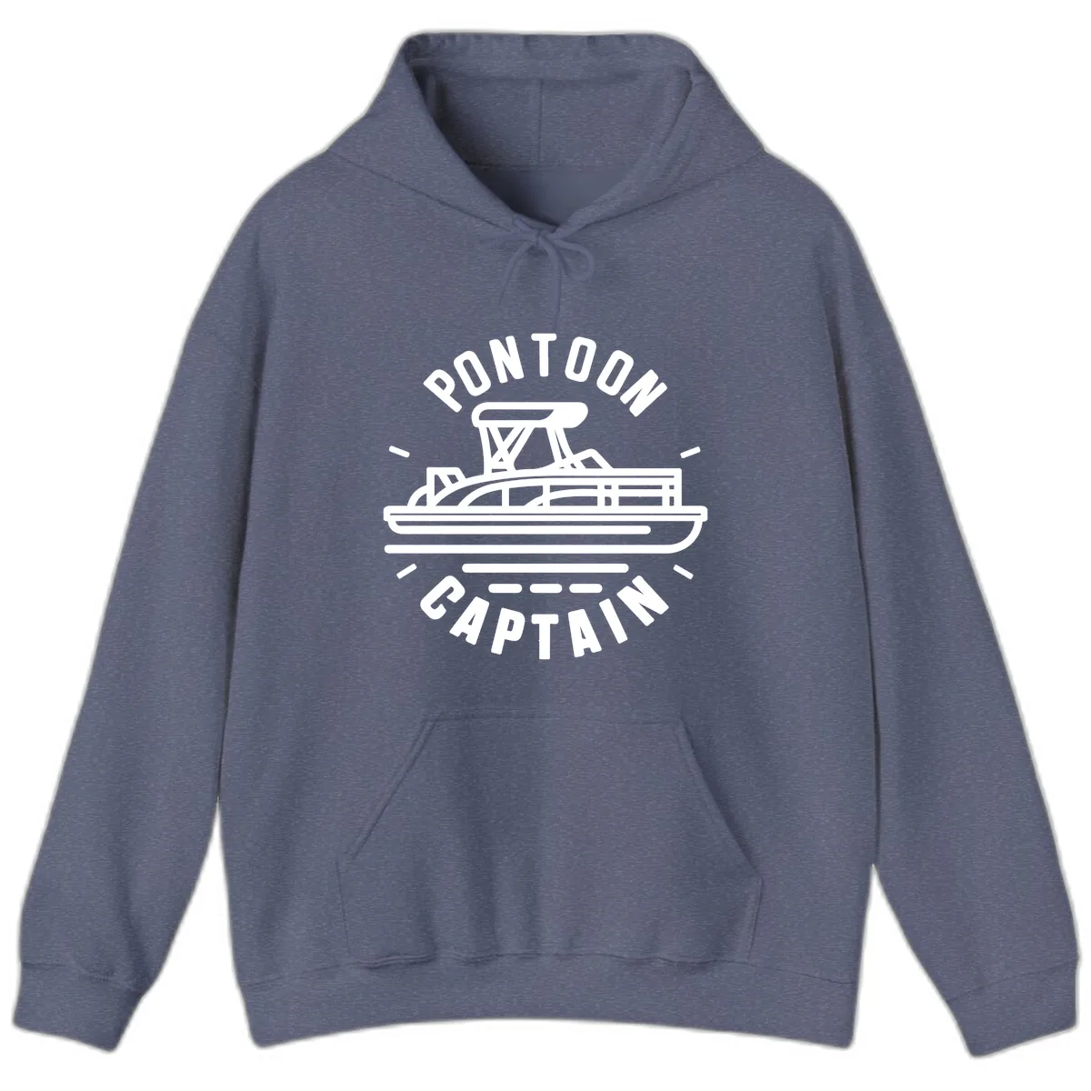 Pontoon Captain Nautical Design Hoodie in Heather Navy