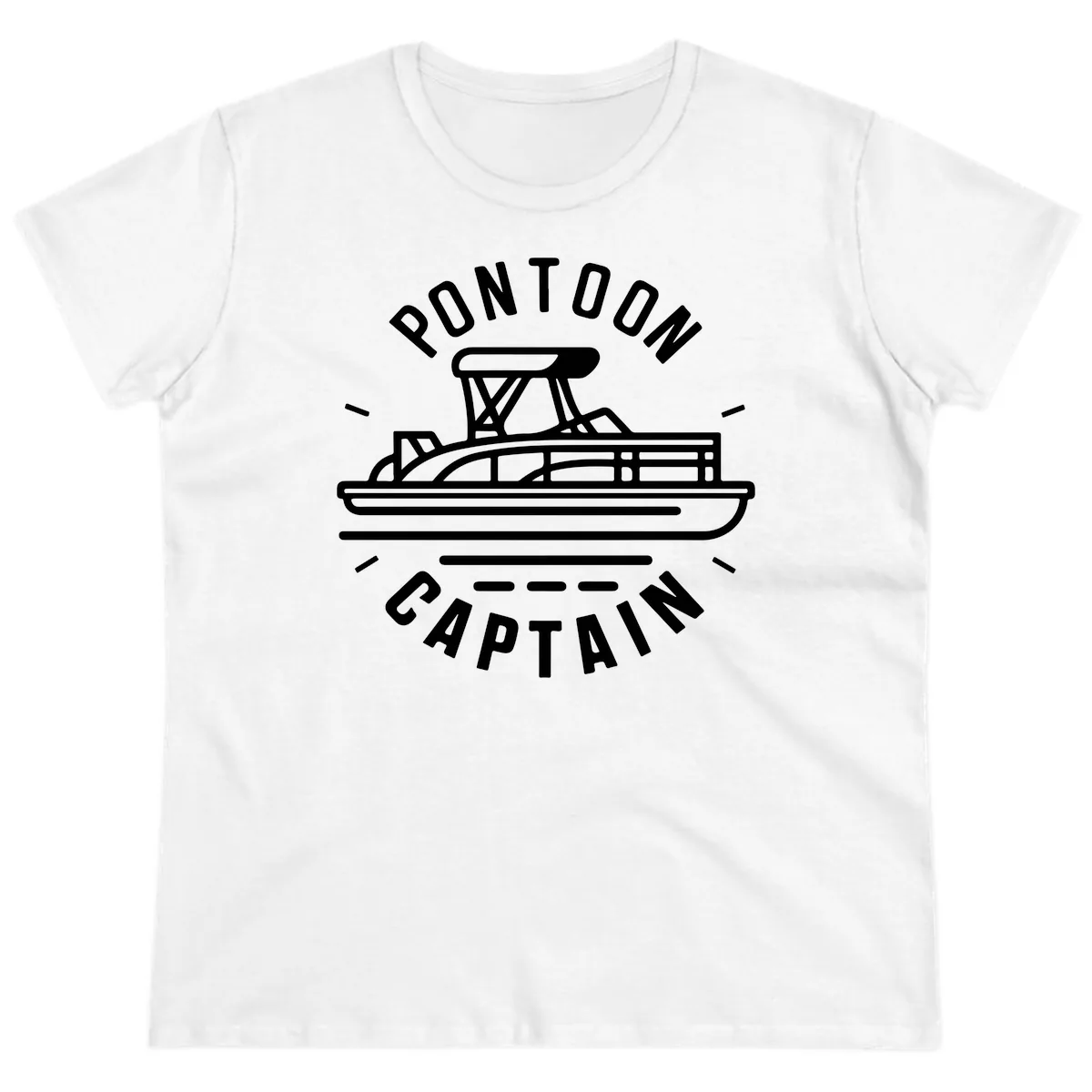Pontoon Captain Nautical Design Ladies Tee in White