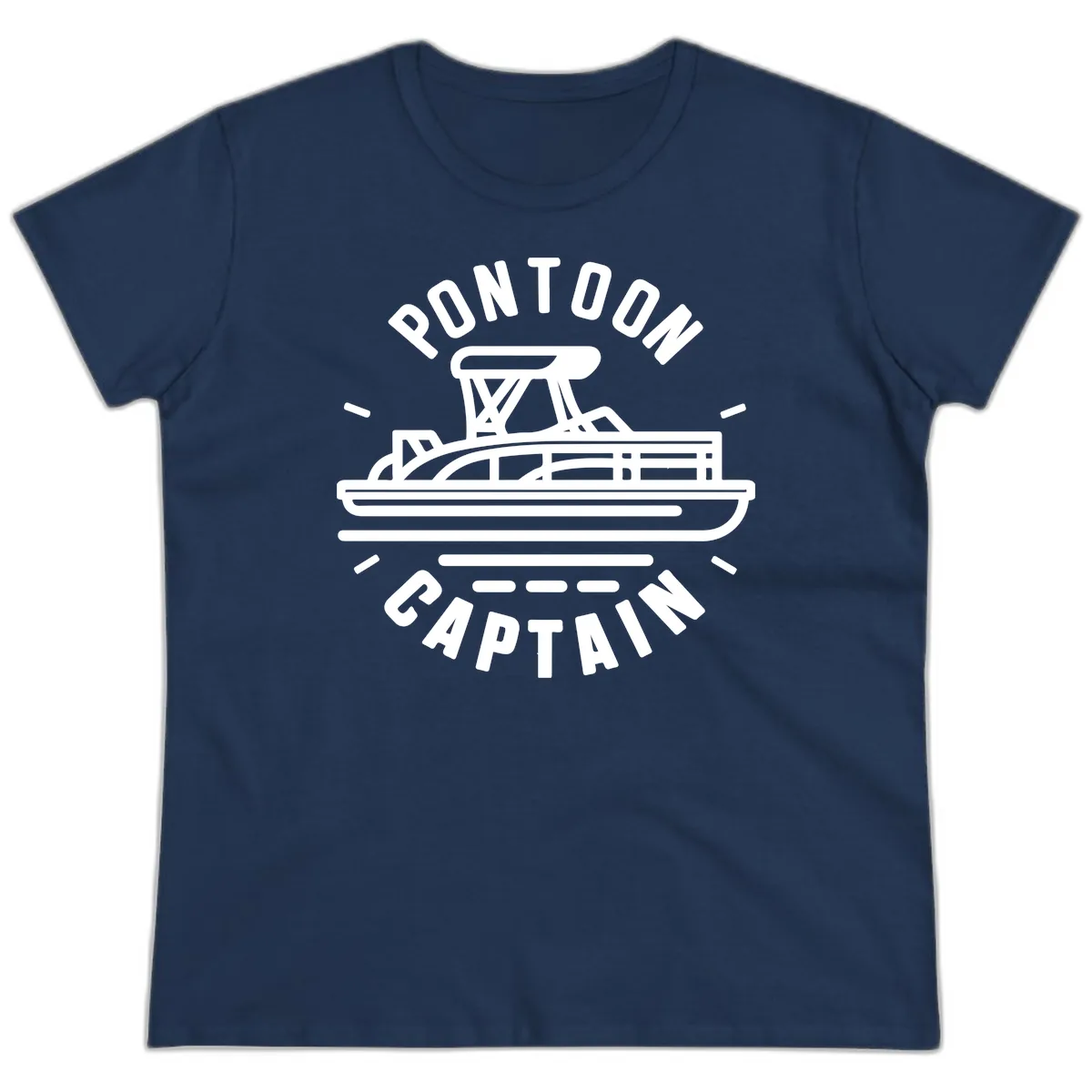 Pontoon Captain Nautical Design Ladies Tee in Navy