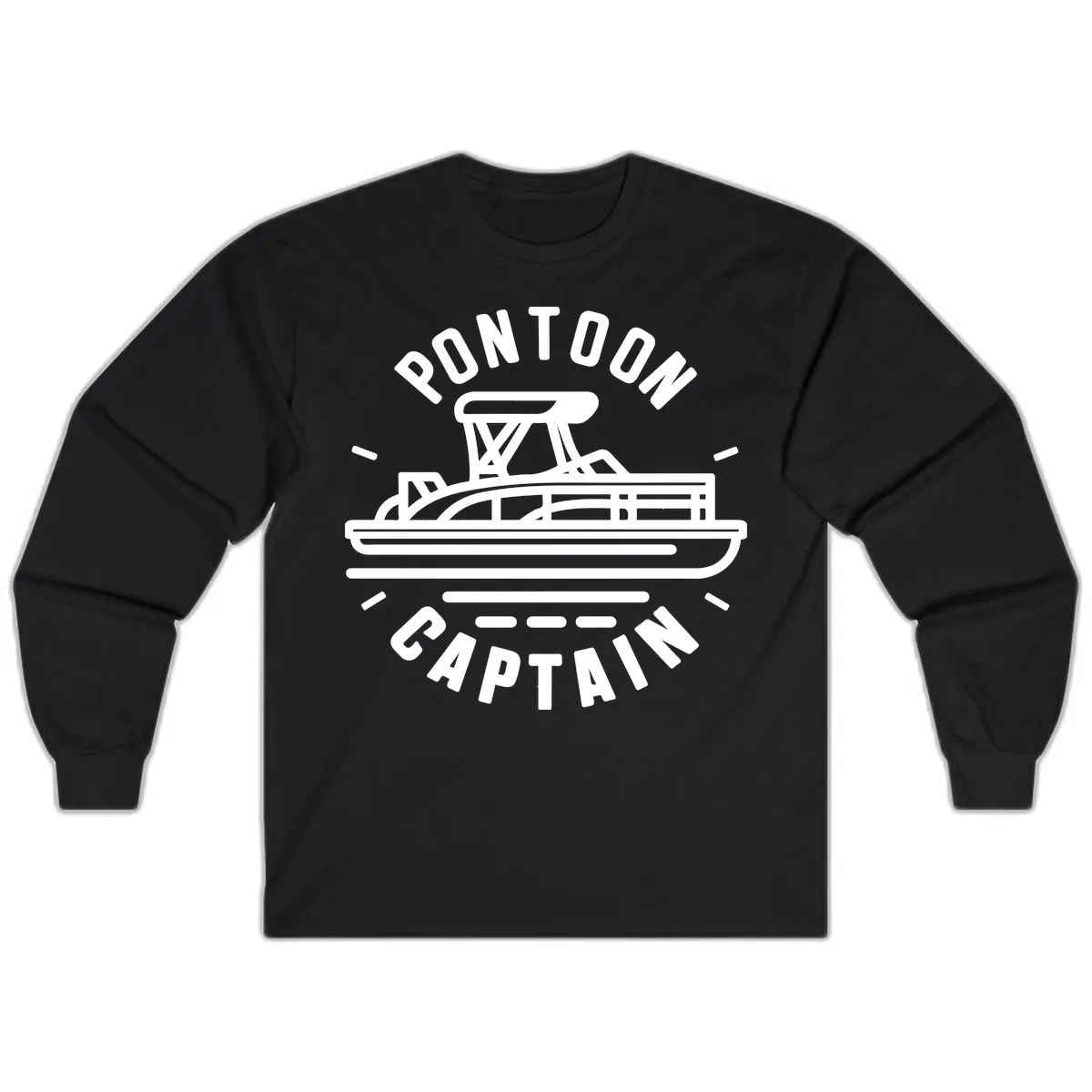 Pontoon Captain Nautical Design Long Sleeve in Black