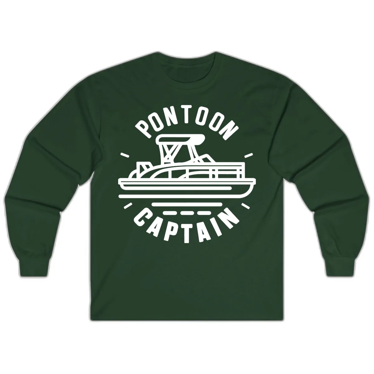 Pontoon Captain Nautical Design Long Sleeve in Forest Green
