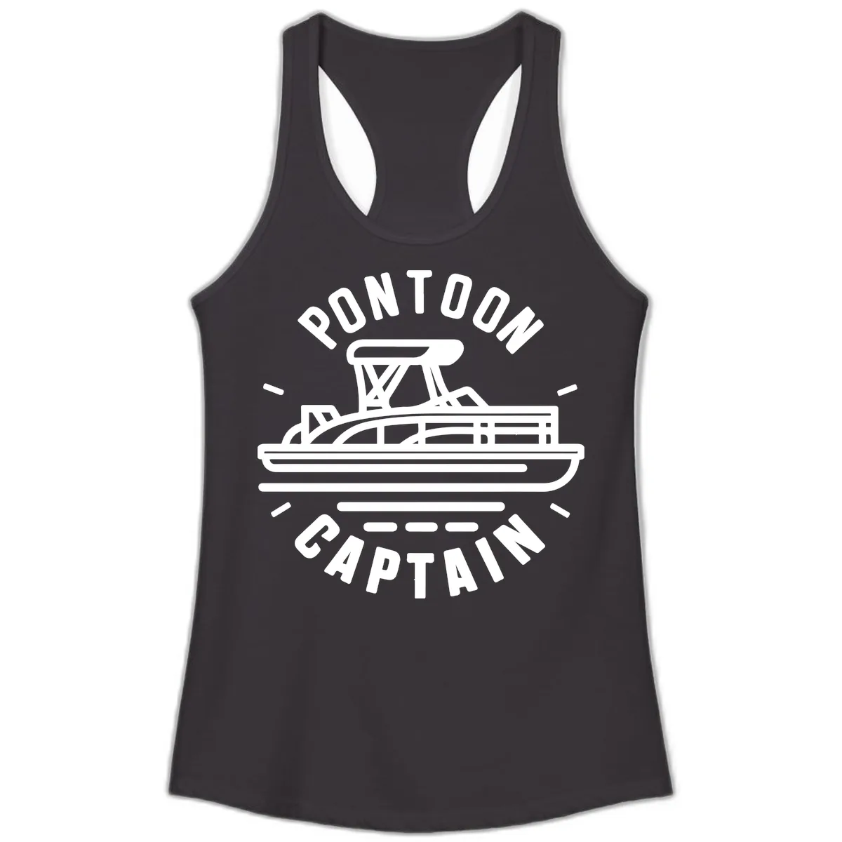 Pontoon Captain Nautical Design Ladies Tank in Black