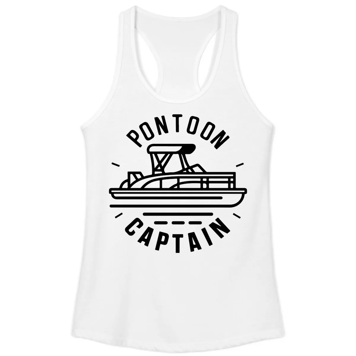 Pontoon Captain Nautical Design Ladies Tank in White