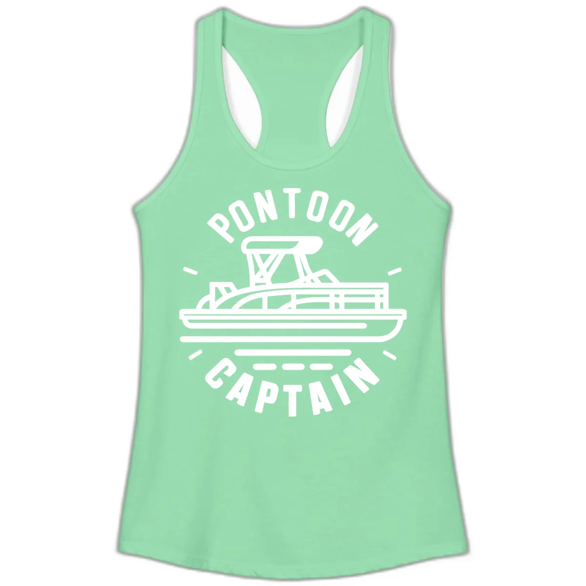Pontoon Captain Nautical Design Ladies Tank in Solid Mint