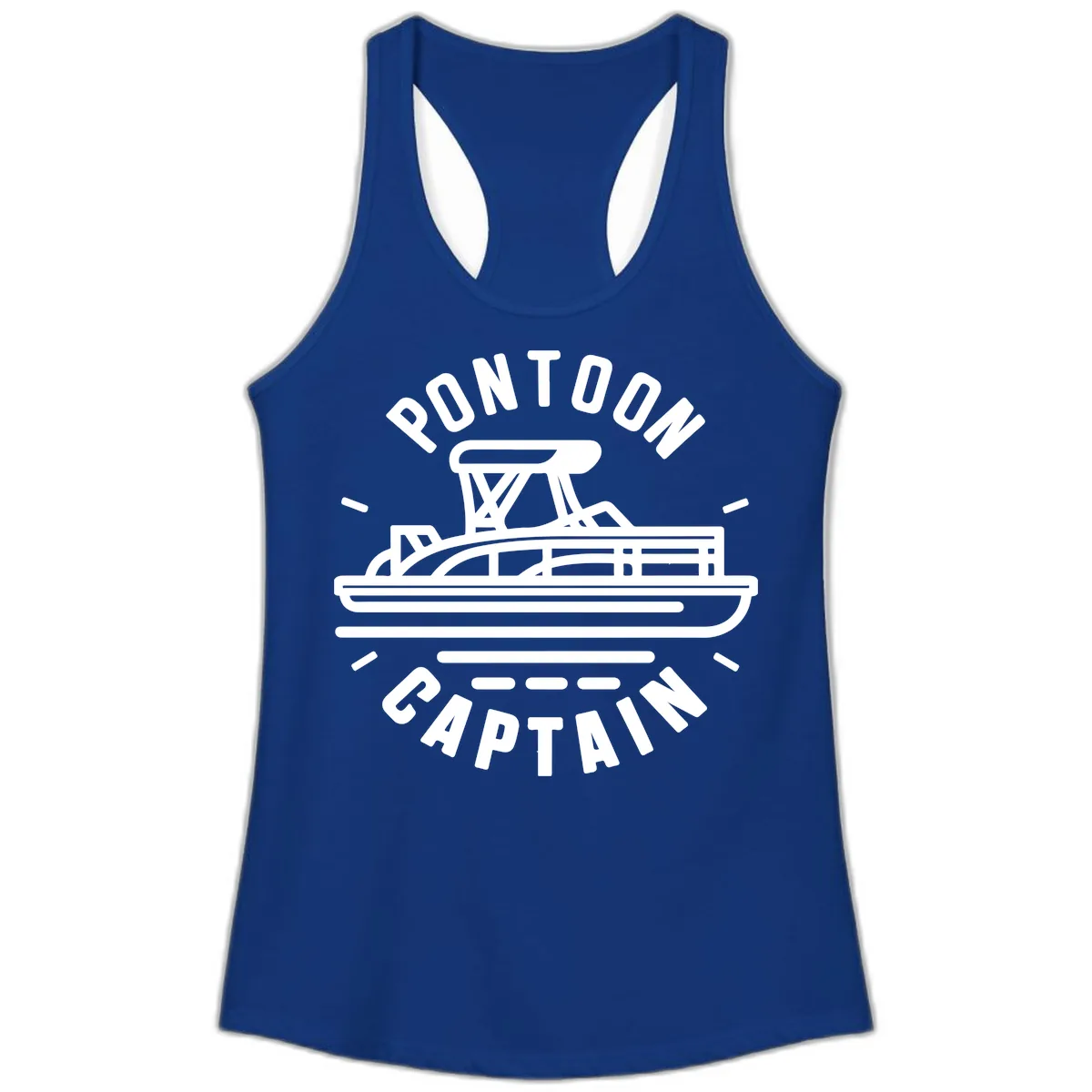 Pontoon Captain Nautical Design Ladies Tank in Solid Royal