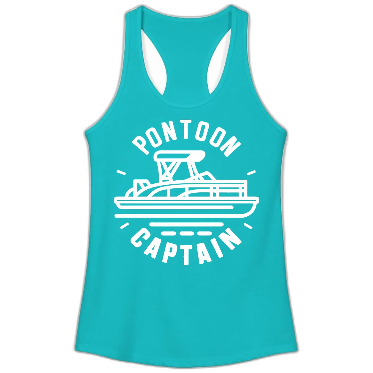 Pontoon Captain Nautical Design Ladies Tank in Tahiti Blue
