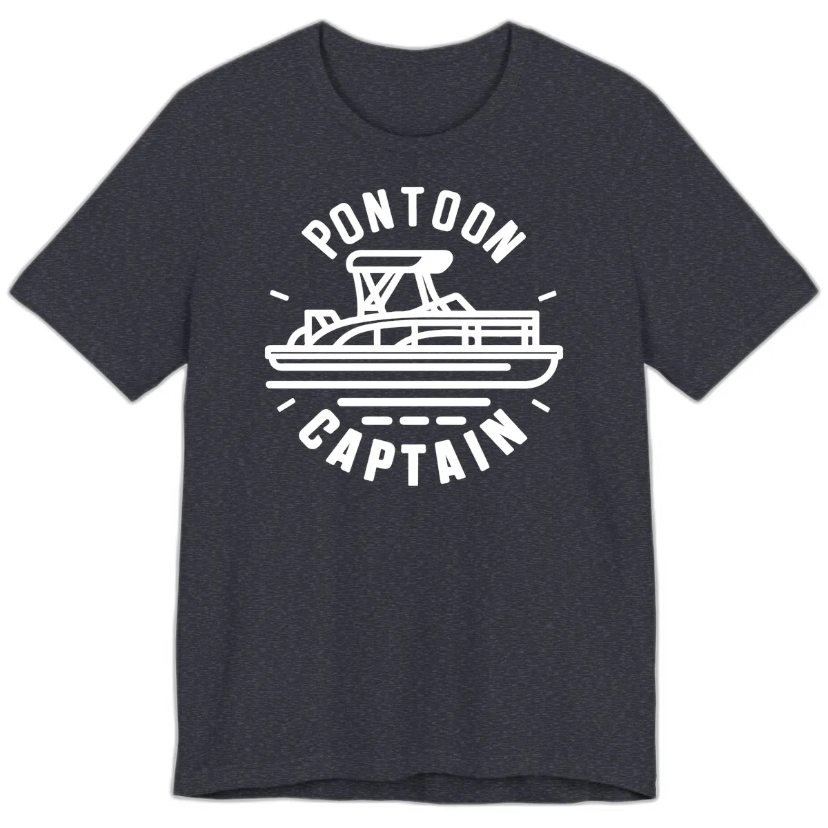 Pontoon Captain Nautical Design Premium T-Shirt in Heather Navy