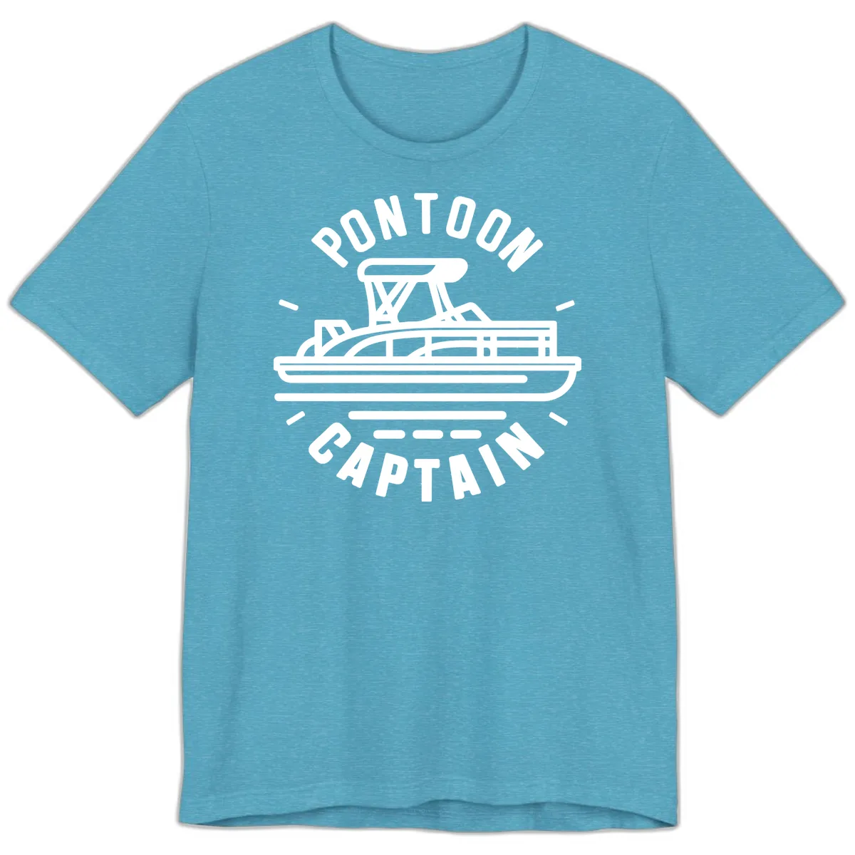 Pontoon Captain Nautical Design Premium T-Shirt in Heather Aqua