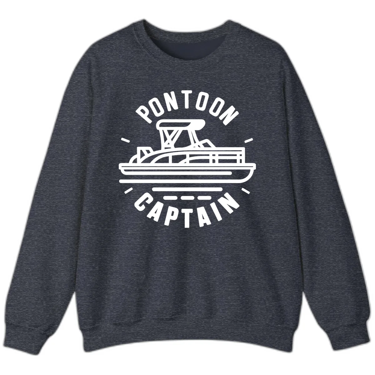 Pontoon Captain Nautical Design Sweatshirt in Heather Sport Dark Navy