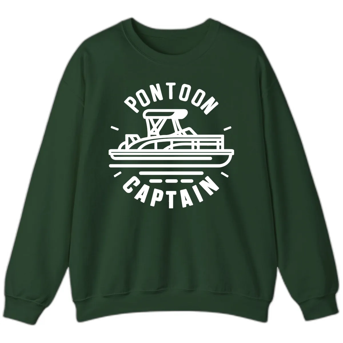 Pontoon Captain Nautical Design Sweatshirt in Forest Green