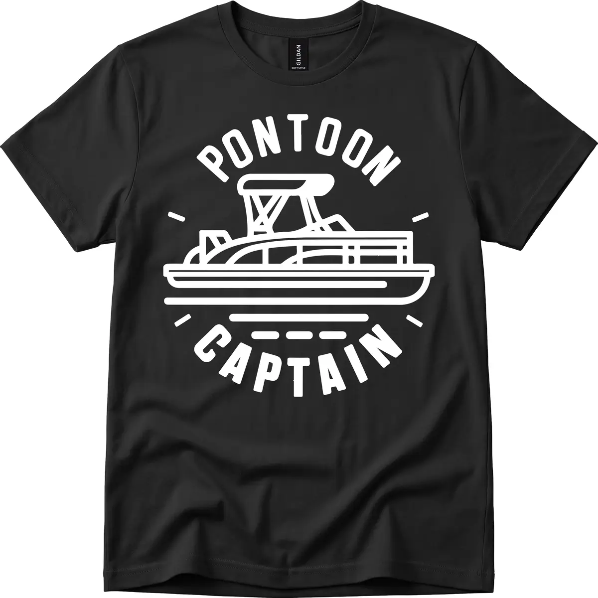Pontoon Captain Nautical Design T-Shirt in Black