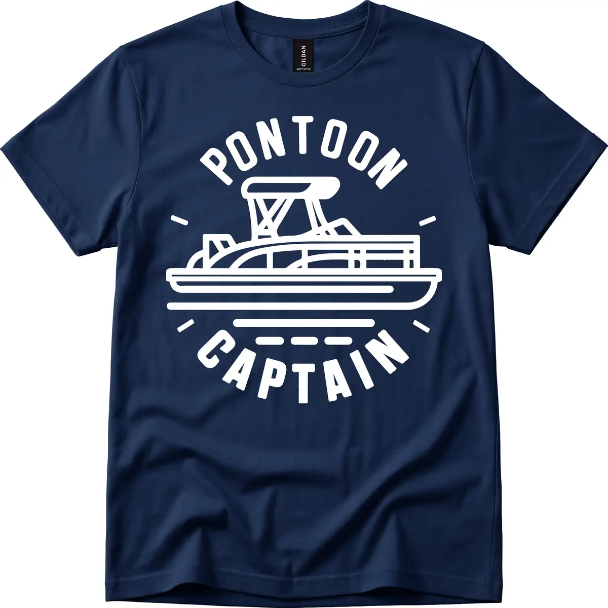 Pontoon Captain Nautical Design T-Shirt in Navy