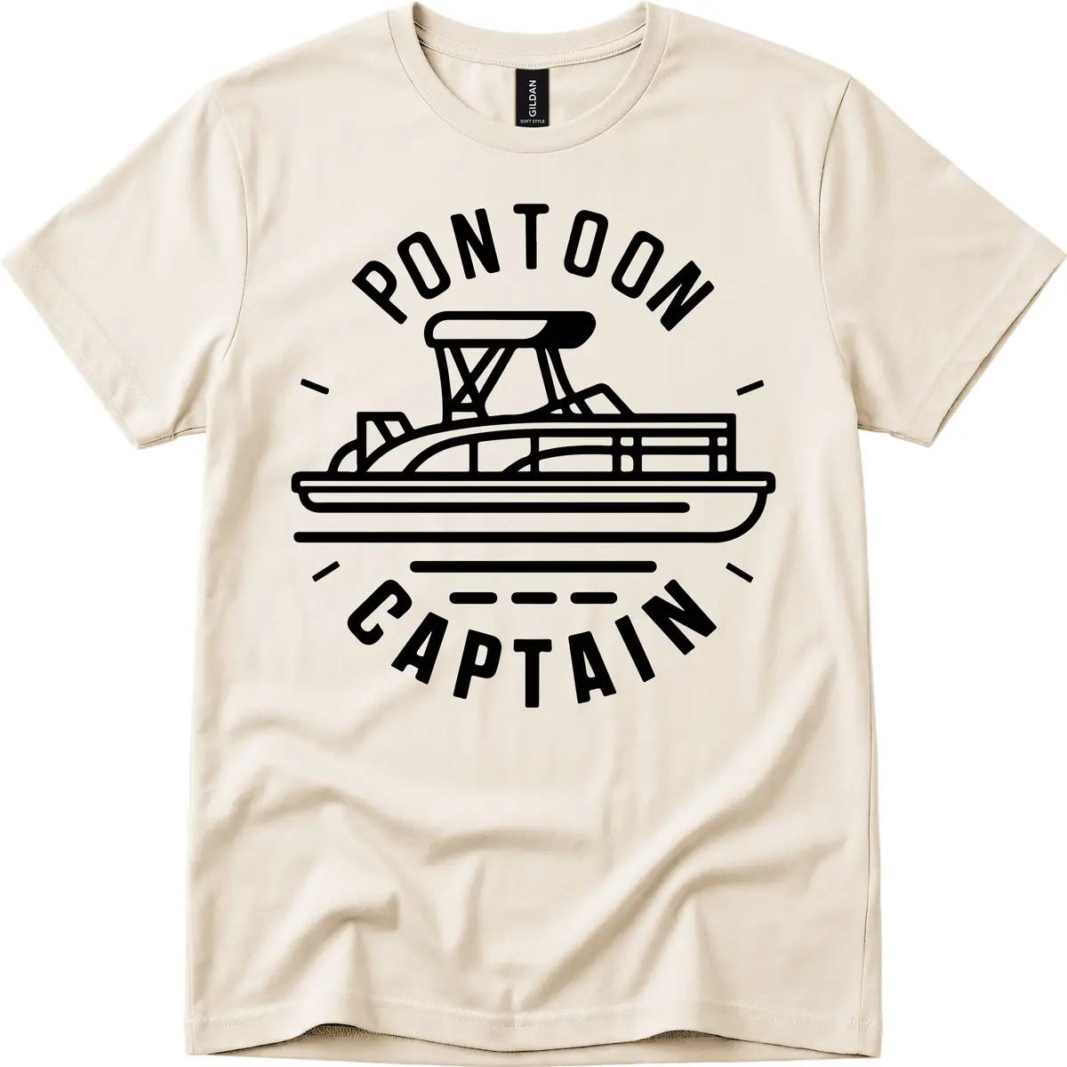 Pontoon Captain Nautical Design T-Shirt in Natural