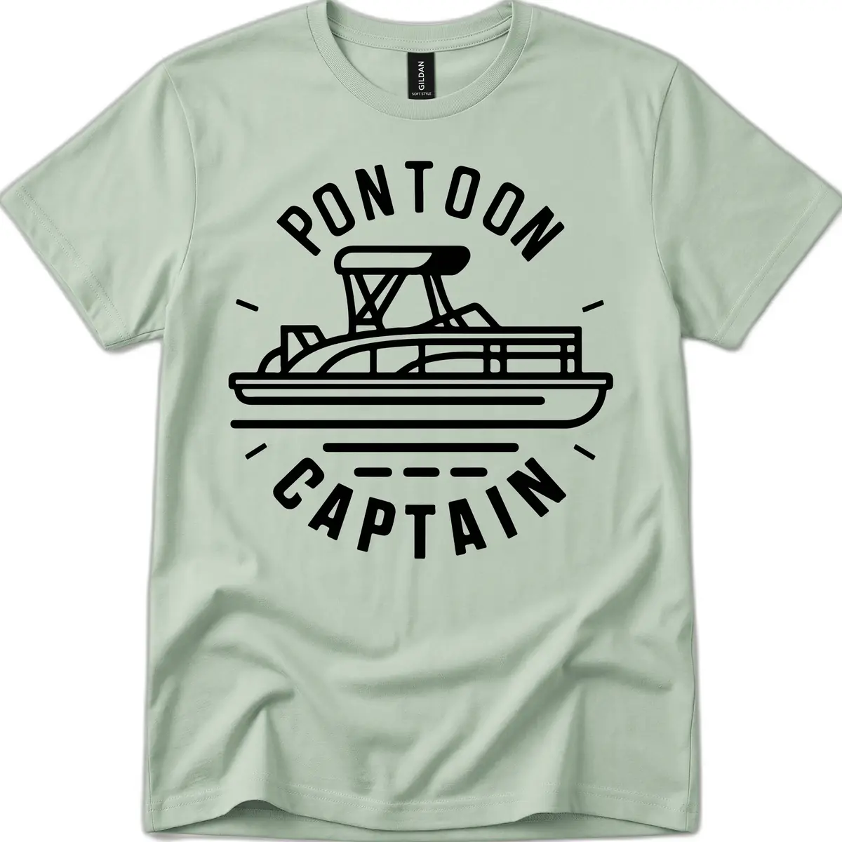 Pontoon Captain Nautical Design T-Shirt in Sage