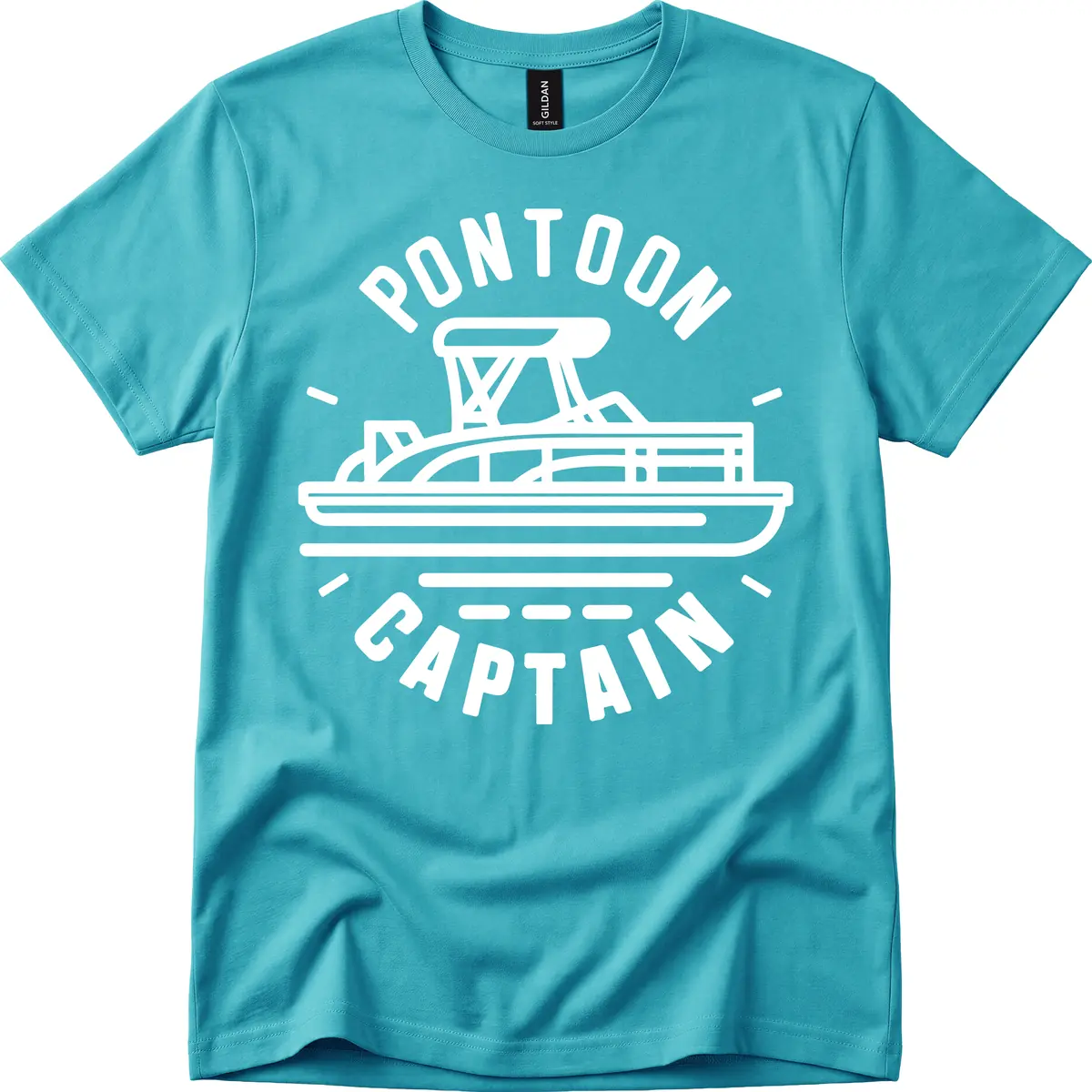 Pontoon Captain Nautical Design T-Shirt in Tropical Blue