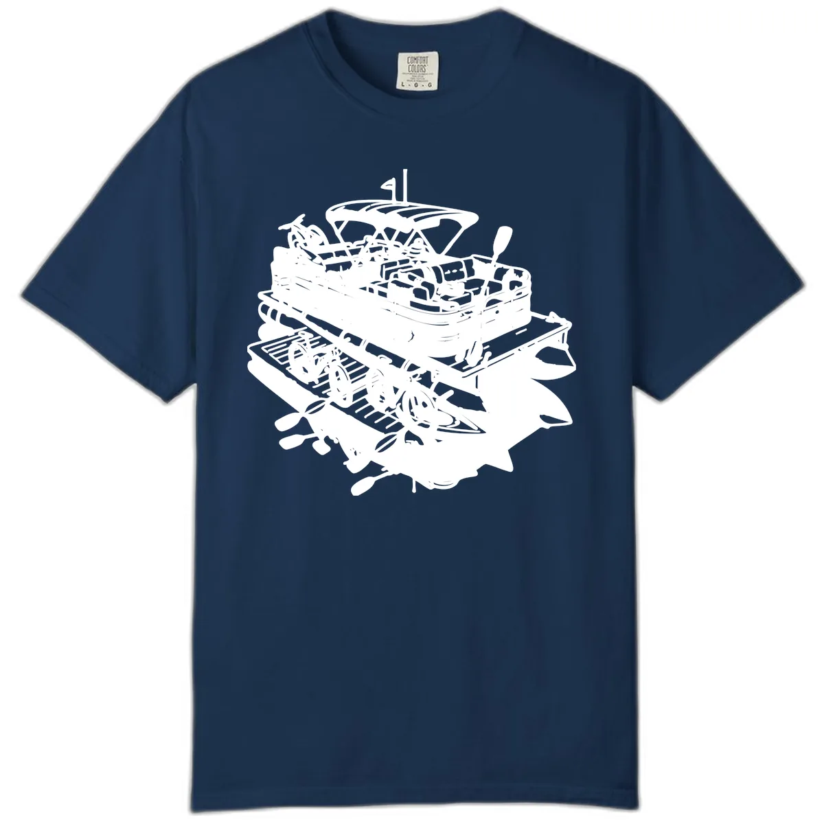 Pontoon Boat With Water Toys Comfort Color in Navy