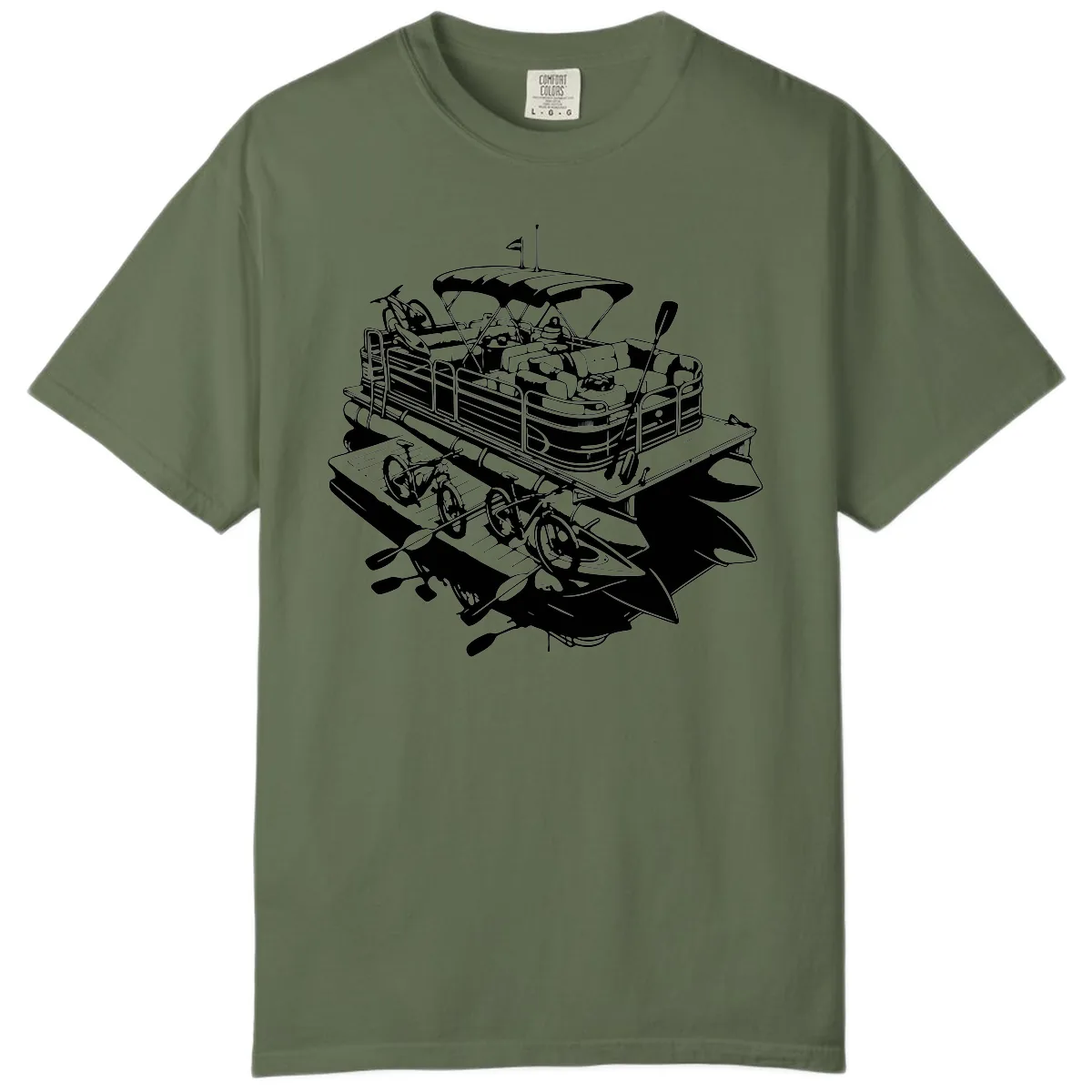 Pontoon Boat With Water Toys Comfort Color in Sage