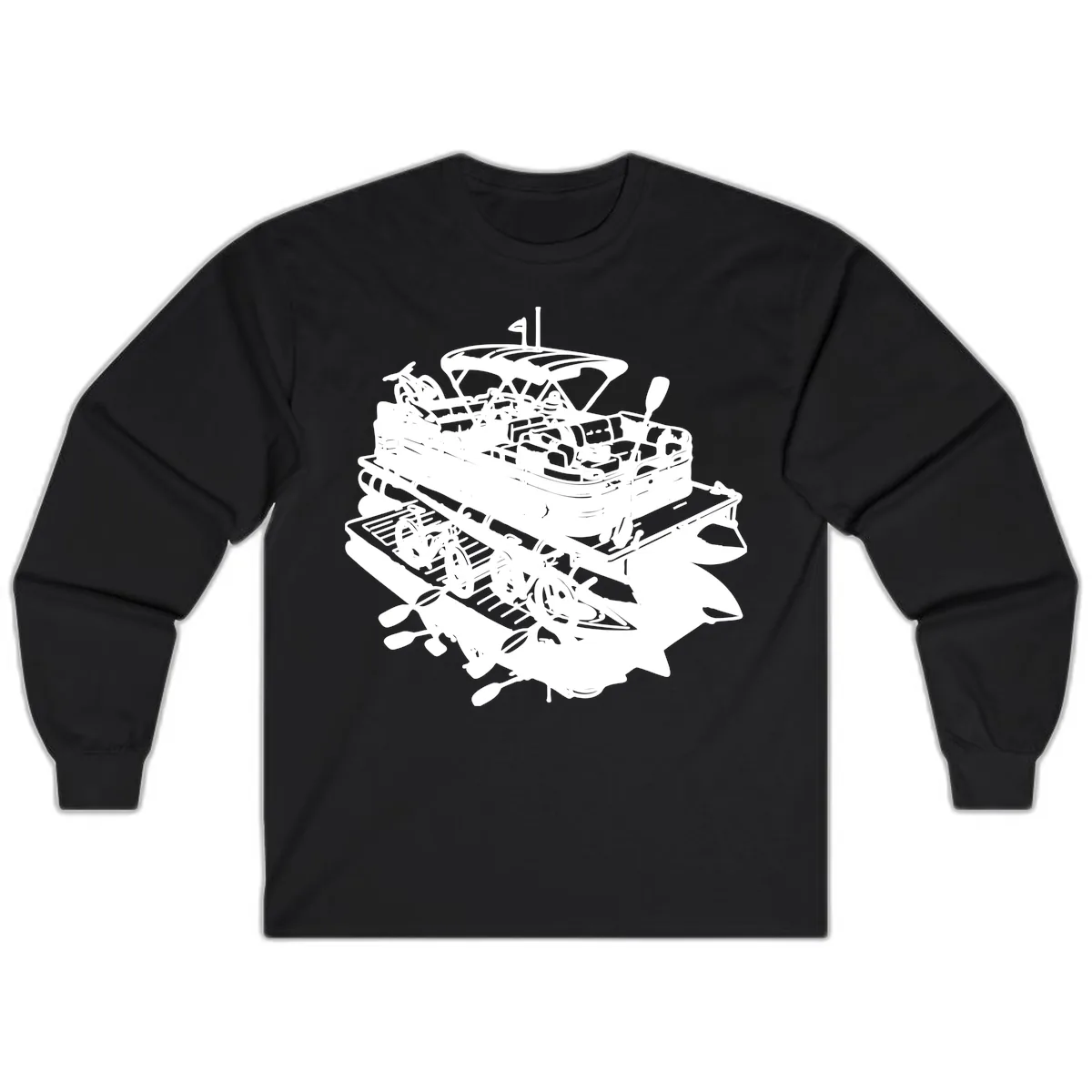 Pontoon Boat With Water Toys Long Sleeve in Black