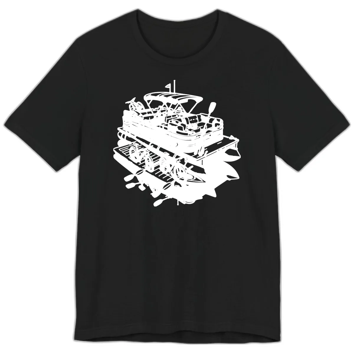 Pontoon Boat With Water Toys Premium T-Shirt in Black