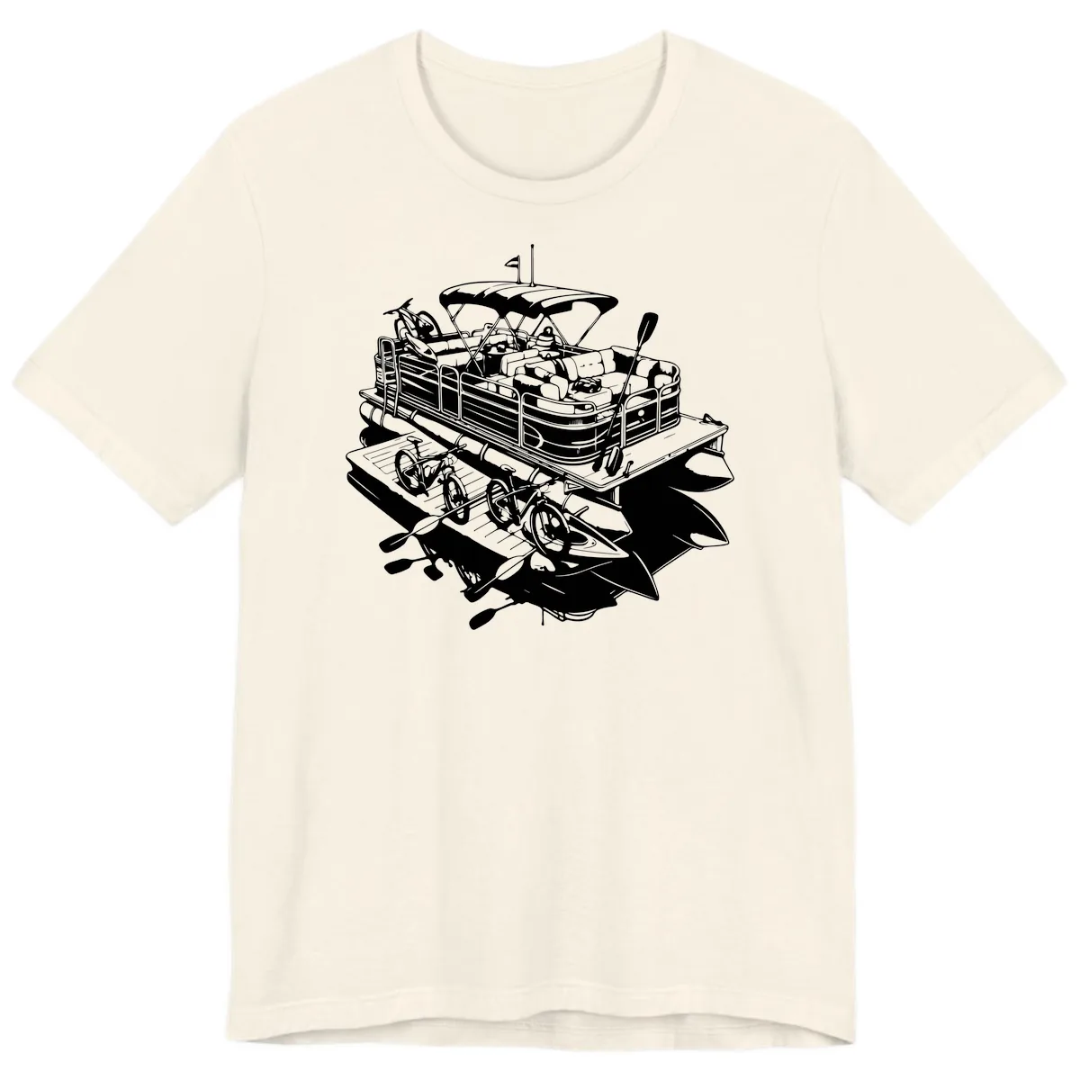 Pontoon Boat With Water Toys Premium T-Shirt in Natural