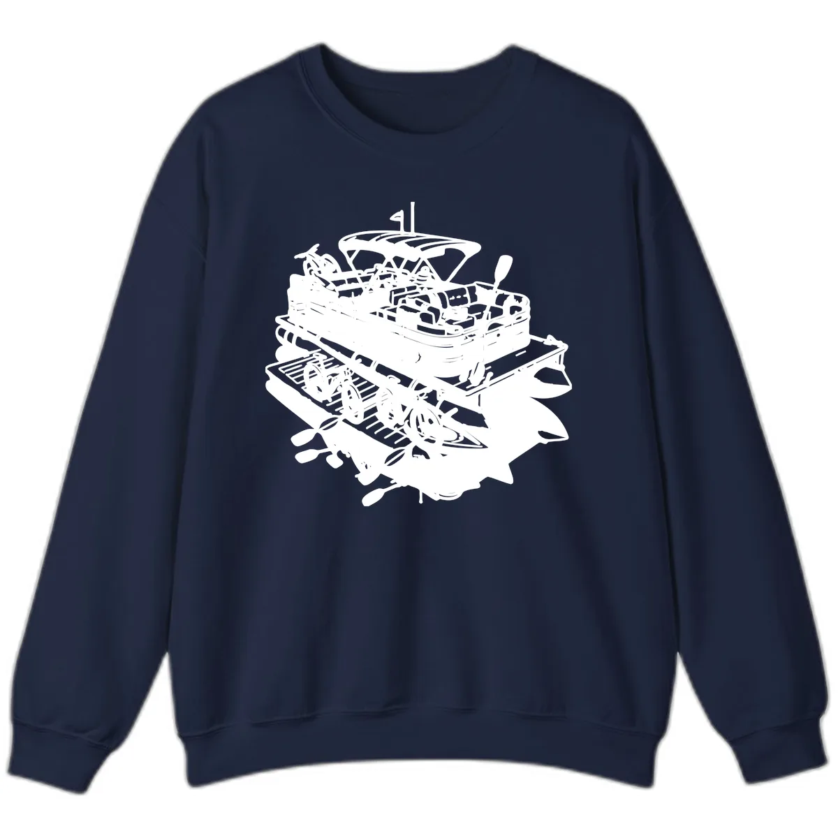 Pontoon Boat With Water Toys Sweatshirt in Navy
