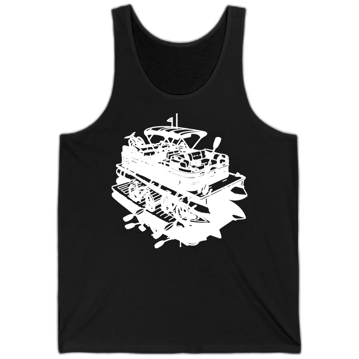 Pontoon Boat With Water Toys Tank in Black