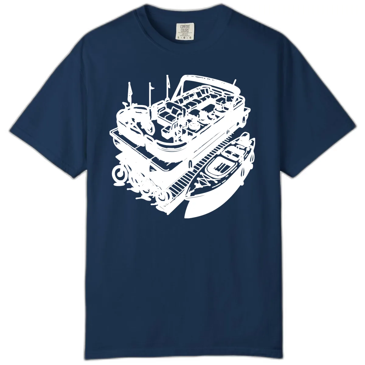 Pontoon Boat Lifestyle And Activities Comfort Color in Navy