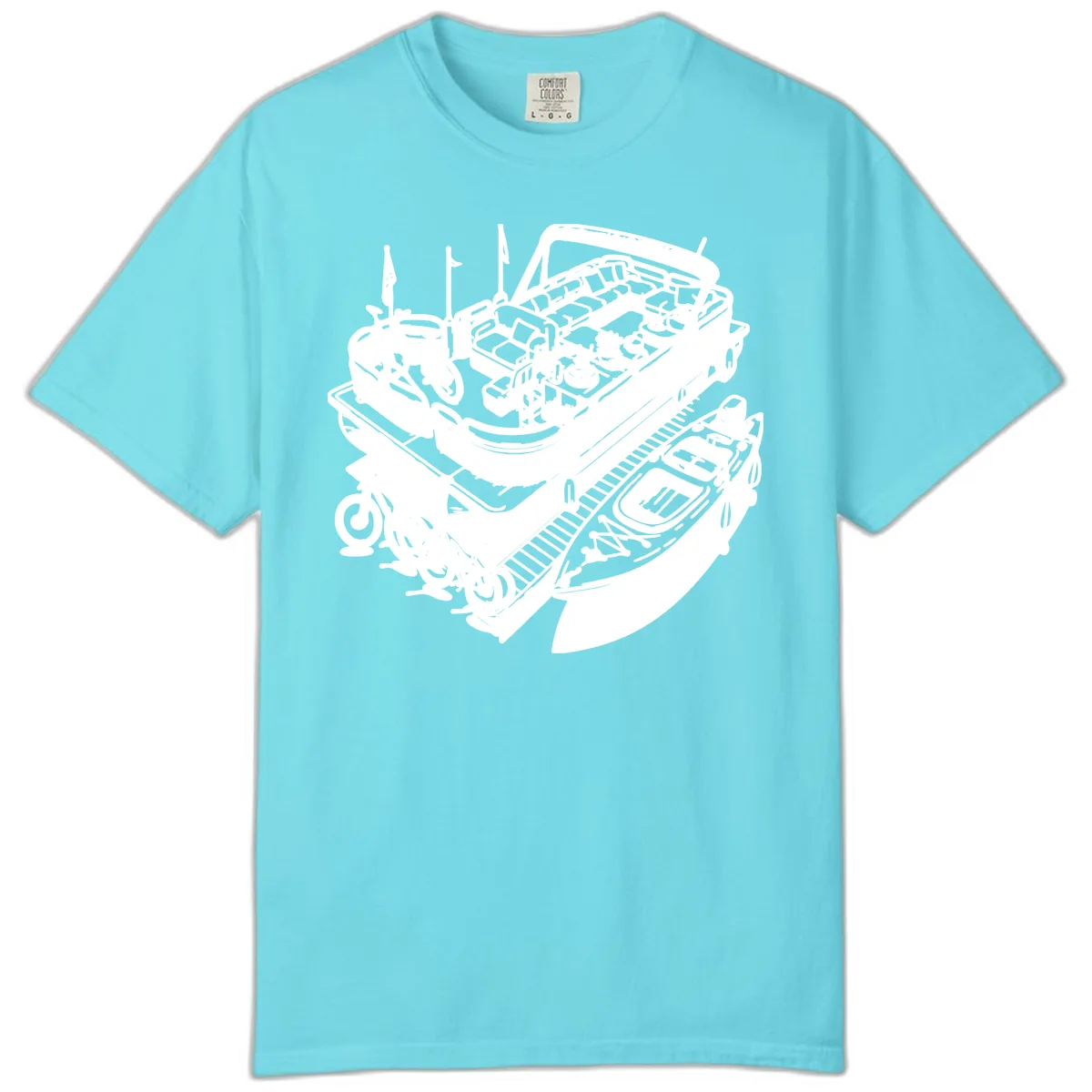 Pontoon Boat Lifestyle And Activities Comfort Color in Lagoon Blue