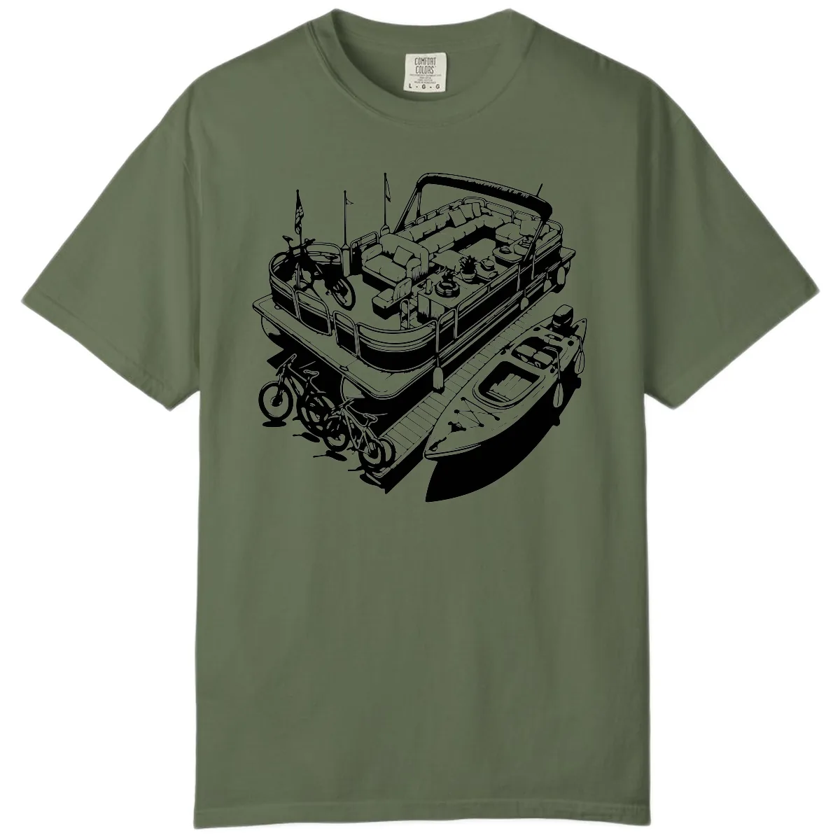 Pontoon Boat Lifestyle And Activities Comfort Color in Sage