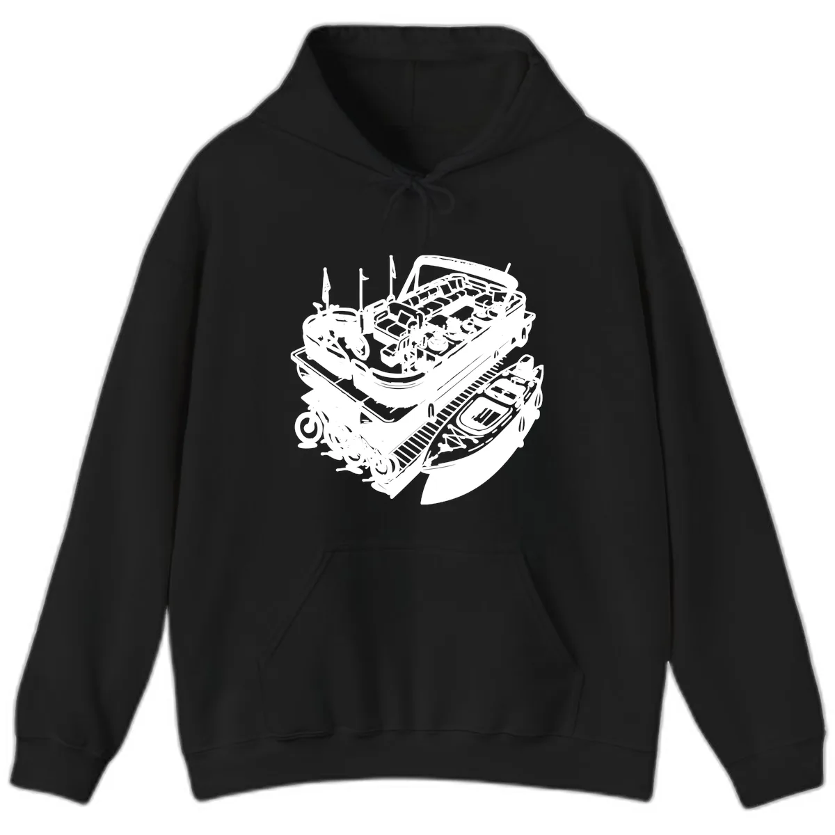 Pontoon Boat Lifestyle And Activities Hoodie in Black