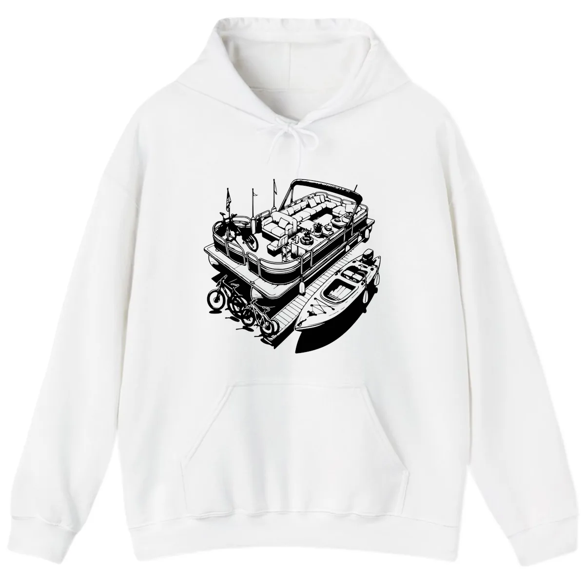 Pontoon Boat Lifestyle And Activities Hoodie in White