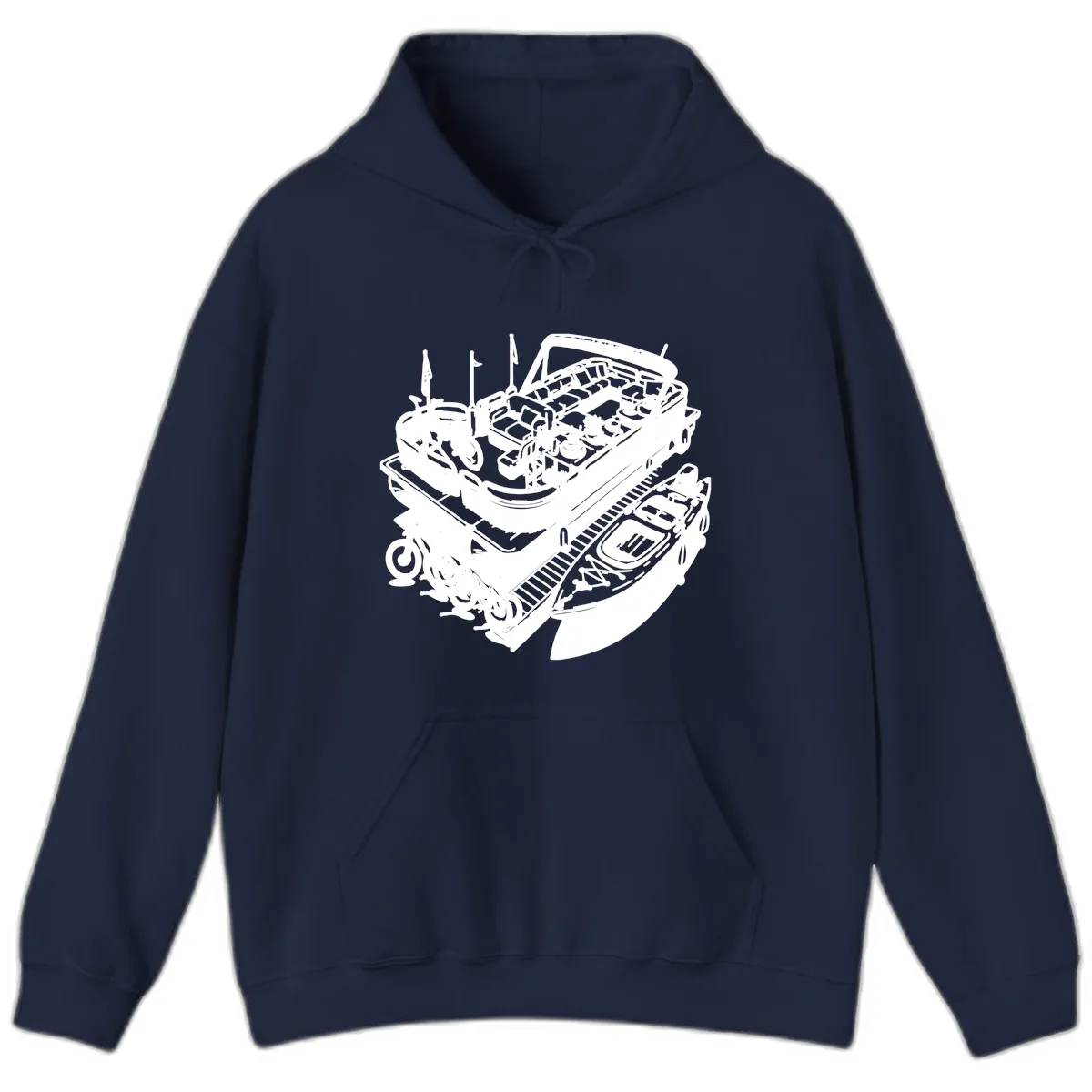 Pontoon Boat Lifestyle And Activities Hoodie in Navy