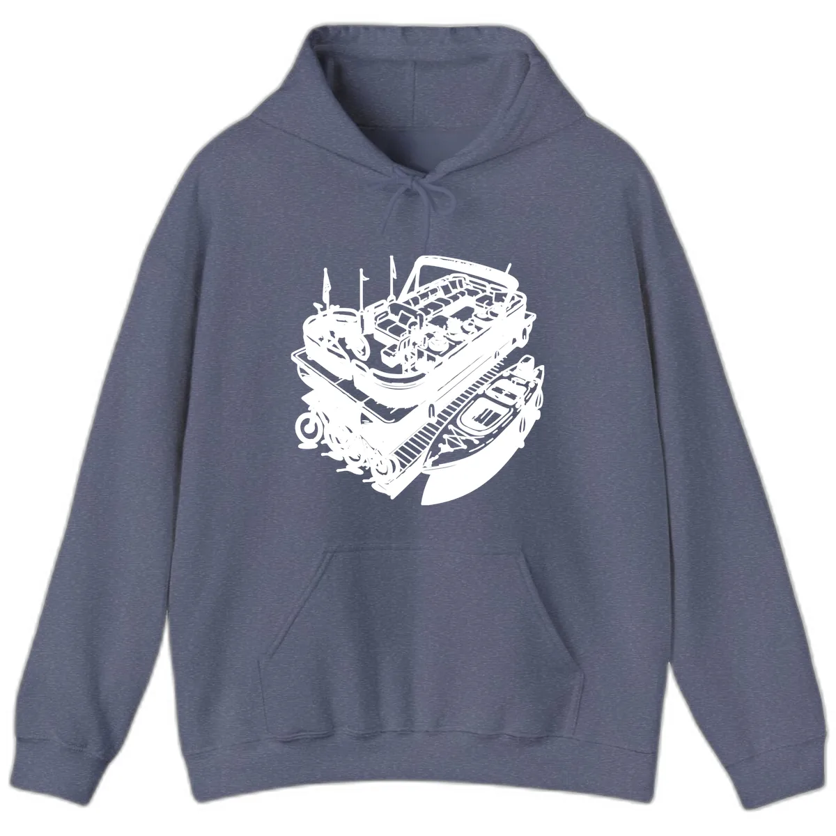 Pontoon Boat Lifestyle And Activities Hoodie in Heather Navy