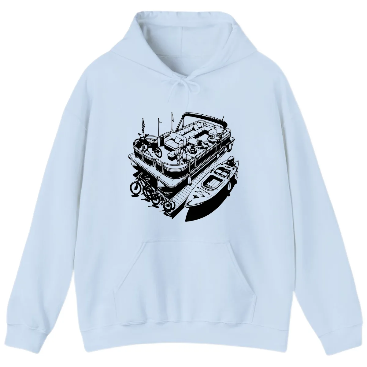 Pontoon Boat Lifestyle And Activities Hoodie in Light Blue