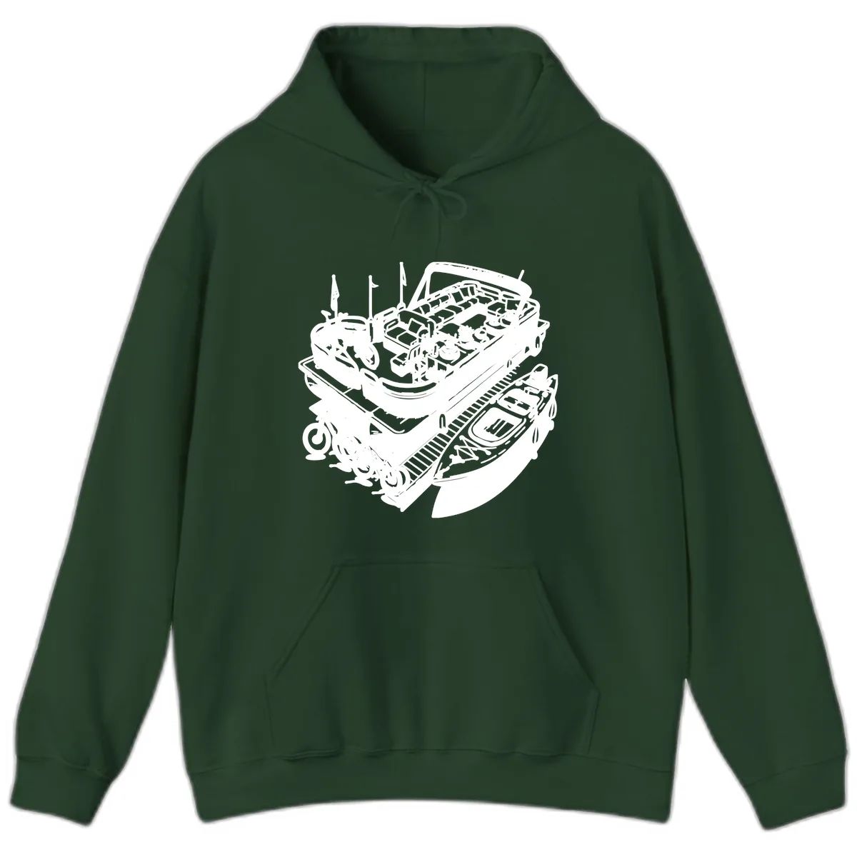 Pontoon Boat Lifestyle And Activities Hoodie in Forest Green