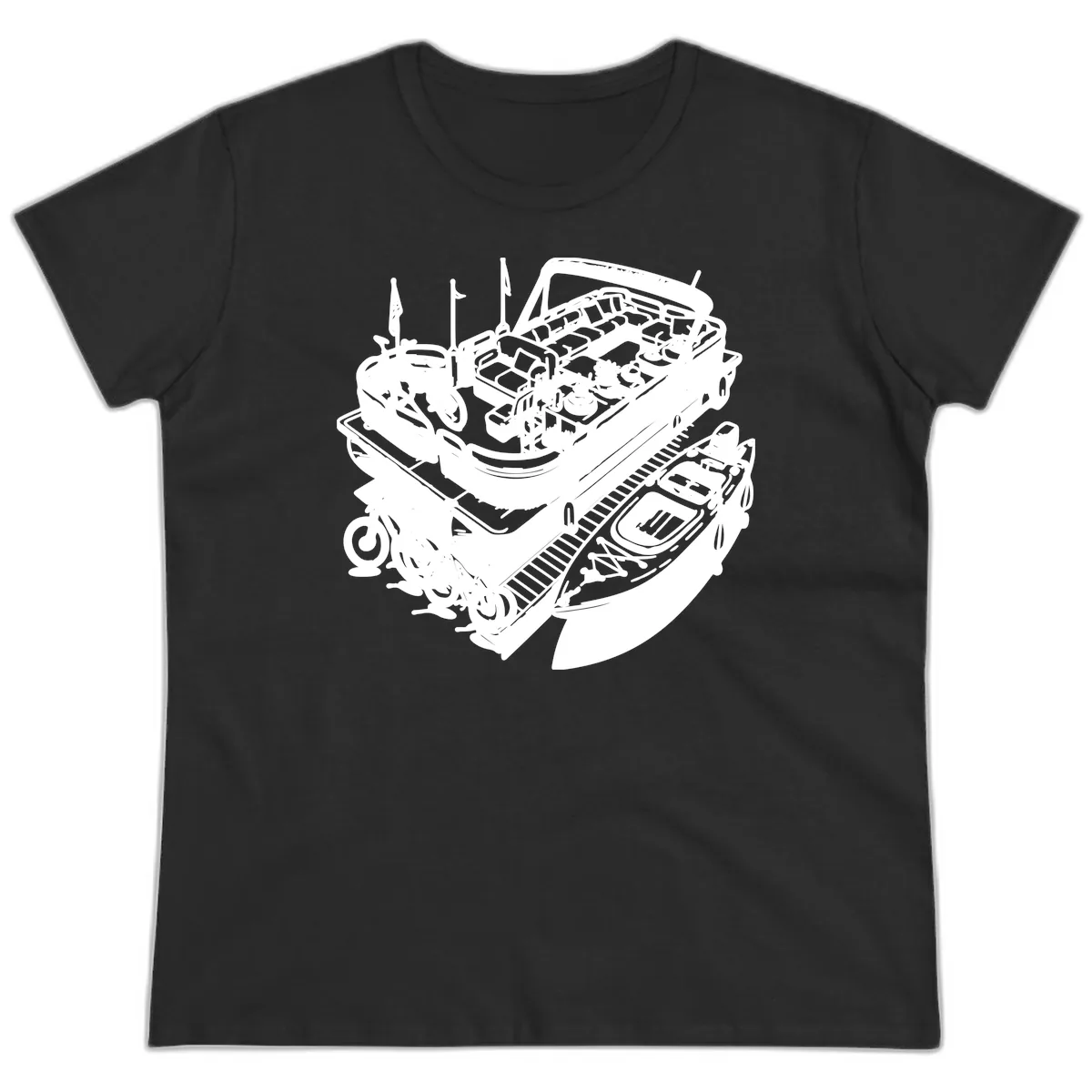 Pontoon Boat Lifestyle And Activities Ladies Tee in Black