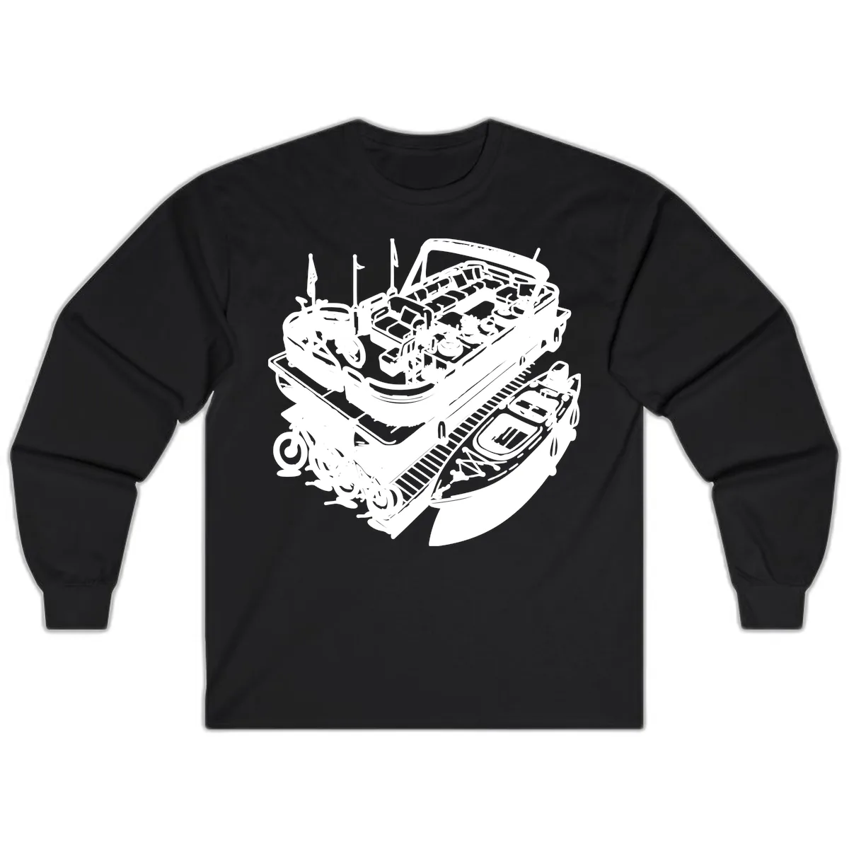 Pontoon Boat Lifestyle And Activities Long Sleeve in Black