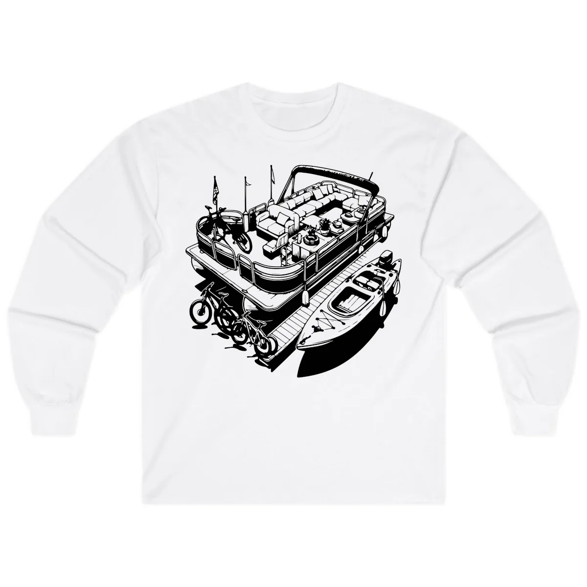 Pontoon Boat Lifestyle And Activities Long Sleeve in White